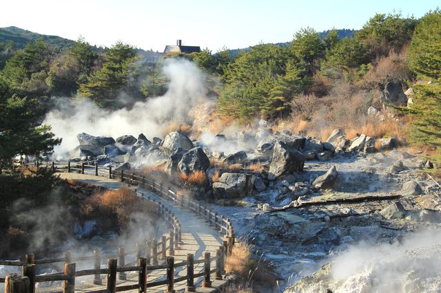 自然豊かな国際的観光地の雲仙温泉